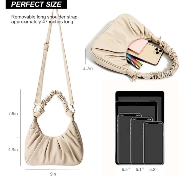 Nwt Efeimoua Ruched Shoulder Dumpling Bag - Picture 5 of 9